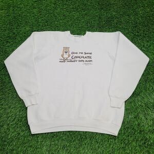 Vintage 80s Funny Chocolate Sweatshirt Womens XL 22x23 White